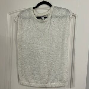 Old Navy white sparkly sequin sleeveless knit blouse
